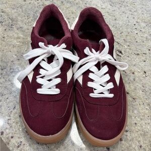 Madden Girl Burgundy and White Sneakers
